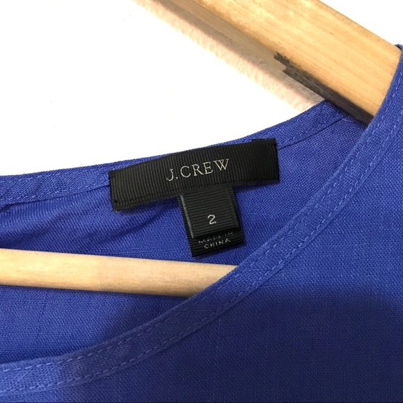 J. crew blue linen top with floral embroidery Sz2* - Picture 3 of 5